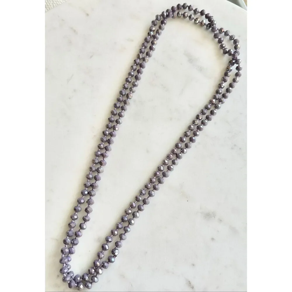 Light lavender purple sparkly beaded layered necklace